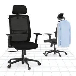 FLEXISPOT Ergonomischer Bürostuhl mit Kopfstütze und Lordosenstütze, höhenverstellbar, schwarz