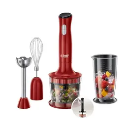 Russell Hobbs 3-in-1 Stabmixer Desire Rot mit Pürierstab, Zerkleinerer und Schneebesen für Smoothies, Suppen und Saucen