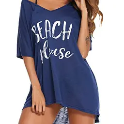 AI'MAGE Damen Strandkleid V-Ausschnitt Bikini Cover Up Pantoletten Sommer Strand Style