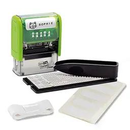 Trodat Kinderstempel Set - Selbst gestaltbar mit 3 Zeilen, schwarz, waschmaschinenfest, 38 x 14 mm, inkl. Zubehör