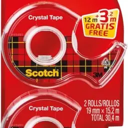 Scotch Crystal Klebeband, 2 Rollen mit Abrollern + 3.2 m GRATIS - Allzweck-Klebeband für Reparaturen