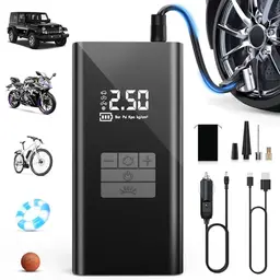 DIHOOM Elektrische Fahrradpumpe mit 4 Modi, 45L/min, Power Bank & LED, ideal für Autos, Fahrräder, Motorräder und Bälle