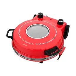Cecotec Elektrischer Pizzaofen mit 1200 W, 15 Min Timer, Thermostat, Sichtfenster, Steinbackofen, Ober- und Unterhitze
