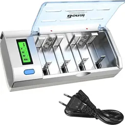 BONAI Akku Ladegerät für AA/AAA/SC/C/D NI-MH Batterien mit LCD und Entladungsfunktion