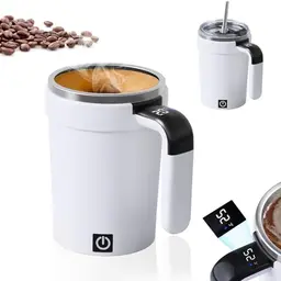 380ml Selbstrührende Tasse für Kaffee, Tee & Milchshake, Automatischer Magnetbecher, Weiß