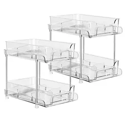 TEHEO Küchenschrank Organizer, Ausziehbar mit Schublade, 2er-Pack, Regal für Unterbringung und Aufbewahrung