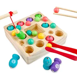 Uootach Magnetisches Angelspielzeug aus Holz – 2 in 1 Montessori Lernspielzeug für Kinder von 2 bis 5 Jahren