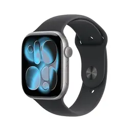 Apple Watch Series 11 GPS 46 mm Smartwatch mit Aluminiumgehäuse in Space Grau & Sportarmband in Schwarz (M/L), Schlafindex & Fitness-Tracking
