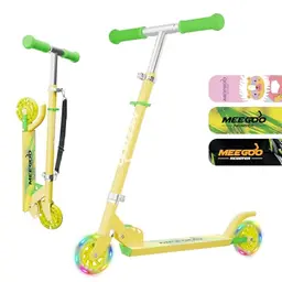 MEE GOO Kinder Aluminiumber Roller klappbar, höhenverstellbar, für 3+ Jungen und Mädchen, gelb