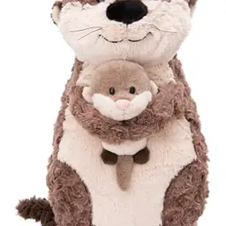NICI Otter Kuscheltier Oda & Odalina 40 cm – 2-in-1 Kuschelkissen für Kinder & Erwachsene, beige & grau