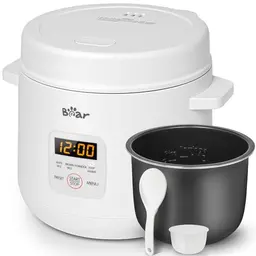 Bear Reiskocher 2-Tassen, 300W Elektrischer Rice Cooker mit Warmhaltefunktion, Mini in Weiß