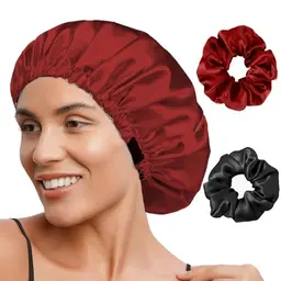 FOLAI Satin Schlafmütze für Damen und Mädchen – Verstellbare, weiche Kopfhaube in Seide, Gummizug