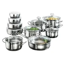 Kärcher Jasmin Topfset 20-teilig | Edelstahl Kochtopf Set mit Glasdeckel | Spülmaschinen- und backofenfest