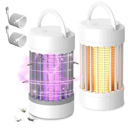 KUWUNG 2 Stück Elektrische Mückenlampe mit USB, 360° Mückenschutz für Innen und Außen