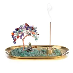 Räucherstäbchen Halter mit Lebensbaum und Buddha Figur – Feng Shui Dekoration für Reichtum und Glück