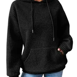 Zeagoo Damen Hoodie Langarm Kapuzenpullover Warmes Sweatshirt Schwarz XXL