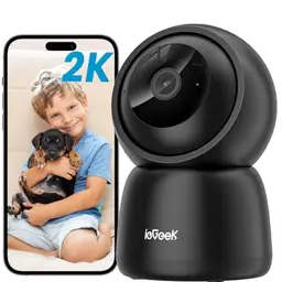 ieGeek Innenkamera 2K, 360° WLAN Indoor Überwachungskamera mit Nachtsicht, Zwei-Wege-Audio und PIR Bewegungserkennung