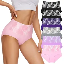 Evolyline Damen Baumwoll Unterhosen Set, Hohe Taille Bauchweg Slips, Atmungsaktive Seamless Panties