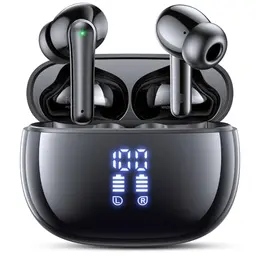 ZIUTY Bluetooth 5.3 In-Ear Kopfhörer, wasserdicht, 48 Std, LED, HiFi Sound, 4 Mikrofone – Schwarz