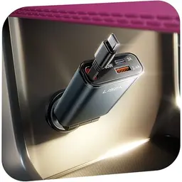 LISEN 57W Zigarettenanzünder USB C 3-in-1 Auto-Ladegerät 12V mit einziehbarem Kabel, PD & QC3.0, kompatibel mit iPhone 17 Pro Max/16/15/14