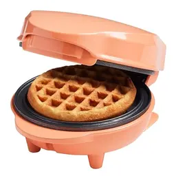 Bestron Mini-Waffeleisen für klassische 10cm Waffeln, ideal für Geburtstagsfeiern, Ostern oder Weihnachten, Farbe: Orange