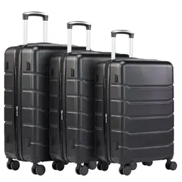 DUMOS 3tlg. Hartschalenkofferset Trolley Gepäck Reisekoffer mit 4 Rollen und Teleskopgriff