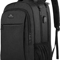 MATEIN Rucksack Herren, 17,3 Zoll Laptop Rucksack mit USB-Anschluss, Anti-Diebstahl Reisetasche, Schwarz