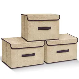 CALIYO Aufbewahrungsbox mit Deckel aus Stoff, Faltbox für einfache Kleidung Aufbewahrung