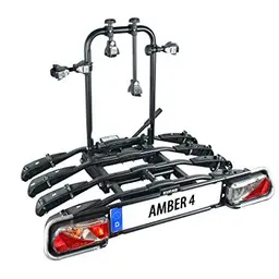 EUFAB 11556 Fahrradträger AMBER 4 für E-Bikes, für 4 Fahrräder, Anhängerkupplung, Schwarz
