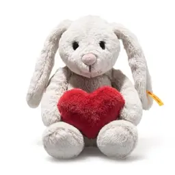 Steiff Hoppie Hase, 16cm, hellgrau, kuscheliges Plüschtier mit Schlappohren für Kinder