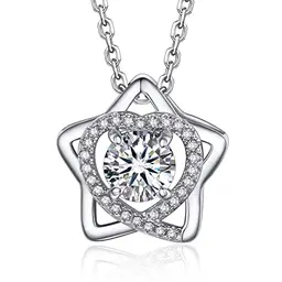 MomentWish Moissanite Kette Stern Damen, Geschenk für Mädchen, 1 Karat Moissanite Diamant Anhänger Herz in Silber 925 mit Geschenkbox