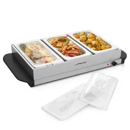 Jago® Buffetwärmer - elektrisch mit Temperaturregler und Heizplattenfunktion - Warmhaltegerät aus Edelstahl