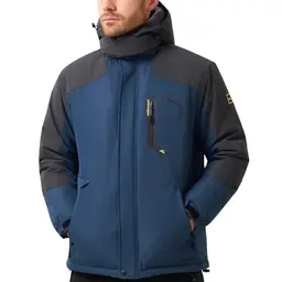 Aureonus Herren Winterjacke mit Fleecefutter und Kapuze, Denim-Blau, M