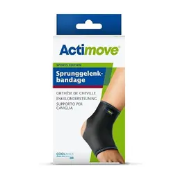Actimove Sports Edition Sprunggelenkbandage - Slim Fit für Sport - Schwarz, Large