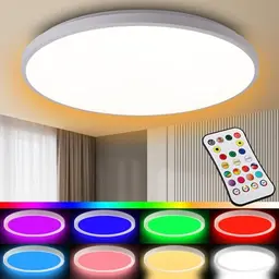NEEMOSI LED Deckenleuchte Dimmbar 24W RGB, Ø30cm Lampe mit Fernbedienung für Schlafzimmer, Badezimmer, Wohnzimmer