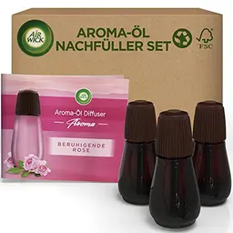 Air Wick Aroma-Öl Flakon – Nachfüller Set für den Diffuser – Duft: Beruhigende Rose – 3 x 20 ml