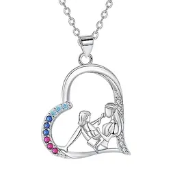 Arrebol Mutter-Tochter Kette aus Sterling Silber 925 mit Herz Anhänger - Verstellbar 45 cm + 5 cm - Perfektes Geschenk für Frauen