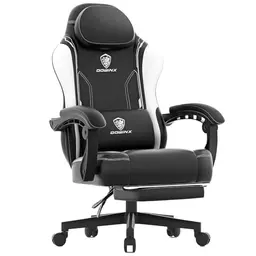 Dowinx Gaming Stuhl mit Massagefunktion und Lendenstütze, Ergonomischer Sessel, bis 150 kg, Weiß