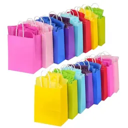 LIUCONGBD 40 Geschenktüten mit Henkel, 15 x 8 x 21 cm, Bunte Papiertüten für Kindergeburtstag und Partys