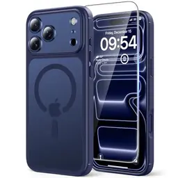 TAURI iPhone 17 Pro Max Hülle mit Panzer Schutzglas, MagSafe kompatibel, matt marineblau