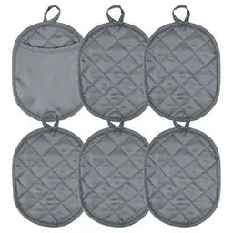 KYYGKY 6-teiliges Topflappen-Set mit Tasche – Hitzebeständige Ofenhandschuhe in Grau