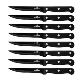 G.a HOMEFAVOR 8-teiliges Küchenmesser Set - Scharfe Steakmesser in Schwarz