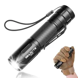 GEARLITE Aufladbare Mini Taschenlampe, 2000 Lumens, Zoombar, IP65 Wasserdicht, 3 Lichtmodi, Ideal für Camping und Wandern