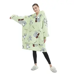 Sacebeleu Hoodie Decke | Flauschige Oversized Kuscheldecke mit Ärmeln und Känguru Tasche | Einheitsgröße