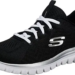 Skechers Damen Graceful Sneaker in Schwarz mit Weißem Trim, Größe 37 EU