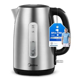Midea Edelstahl Wasserkocher 1.7L 2200W mit Wasserstandsanzeige und Trockenlaufschutz