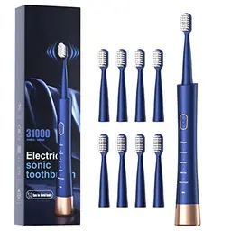 Sonicare wasserdichte elektrische Zahnbürste, 5 Modi, 2 Stunden Schnellladung, inklusive 8 Bürstenköpfe, für Reisen und Zuhause, Blau