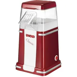 Unold 48525 Classic Popcorn-Maker - Rot & Weiß, 900 W, fettarmes Heißluft Popcorn für Zuhause