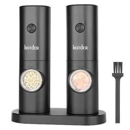 Elektrisches Salz- und Pfeffermühlen-Set, 2er Set mit LED-Licht und einstellbarer Grobheit für die Küche und BBQ