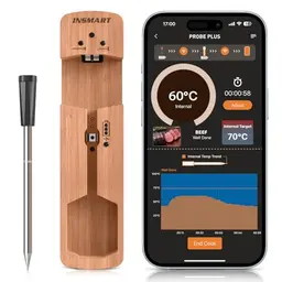 INSMART Kabelloses Fleischthermometer mit Bluetooth, IPX7 Wasserdicht, für Grill & Backofen